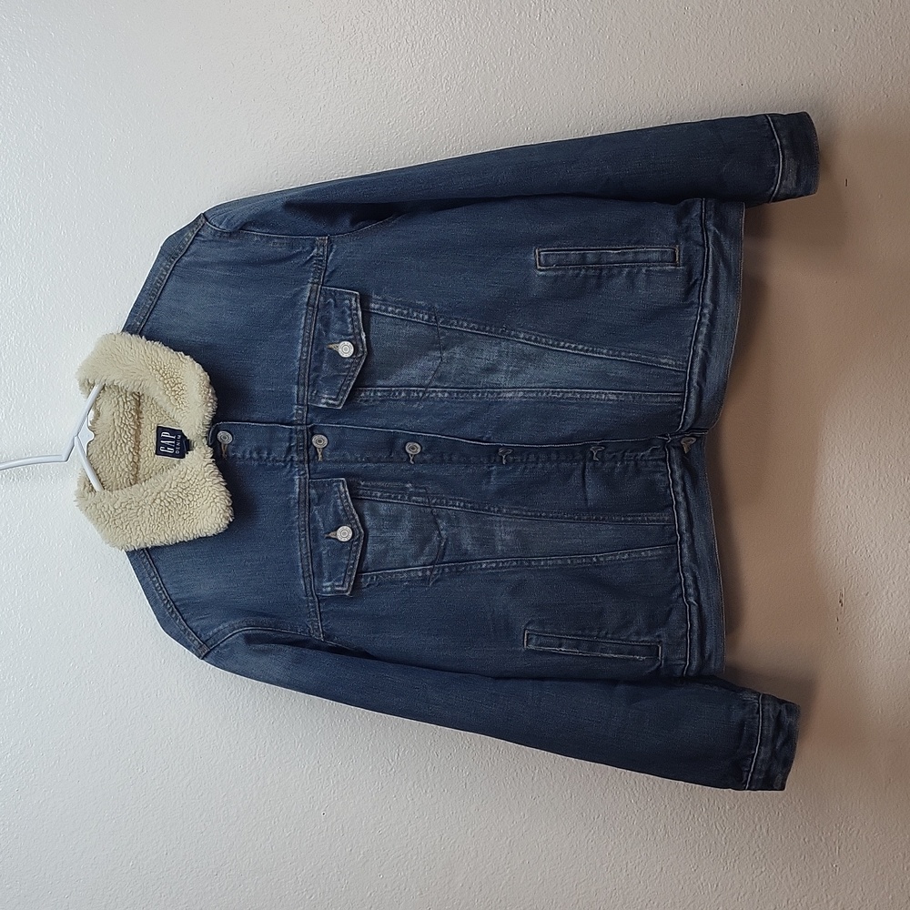 GAP Kids Blue Jean Jacket with Cream Collar
